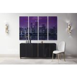Night View New York City Skyline Night Blue Canvas Wall Art - Image 4