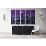 Night View New York City Skyline Night Blue Canvas Wall Art - Image 5