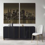 New York Skyline Cityscape Night View Canvas Wall Art - Image 2
