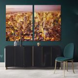 Bright Colourful New York Skyline Cityscape Night View Canvas Wall Art - Image 2