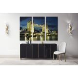 Beautiful City London Bridge Bright Night View Landscape Canvas Wall Art - Image 3