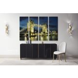 Beautiful City London Bridge Bright Night View Landscape Canvas Wall Art - Image 4