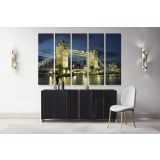 Beautiful City London Bridge Bright Night View Landscape Canvas Wall Art - Image 5