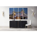 Colourful City London Bridge Bright Night View Landscape Canvas Wall Art - Image 4