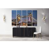 Colourful City London Bridge Bright Night View Landscape Canvas Wall Art - Image 5