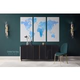 Modern Sky Blue Water Color World Map Canvas Wall Art - Image 3