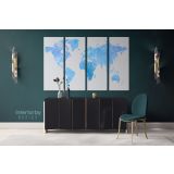 Modern Sky Blue Water Color World Map Canvas Wall Art - Image 4