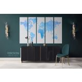 Modern Sky Blue Water Color World Map Canvas Wall Art - Image 5