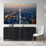 London City Skyline at Dawn Landscape Tower Bridge Big Ben Westminster Canvas Wall Art - Image 2