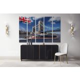 British Flag motor ship Tower Bridge London City Landscape Canvas Wall Art - Image 5