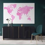 Modern Pinkish Water Color World Map Canvas Wall Art