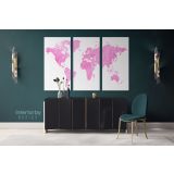 Modern Pinkish Water Color World Map Canvas Wall Art - Image 3