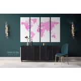 Modern Pinkish Water Color World Map Canvas Wall Art - Image 4