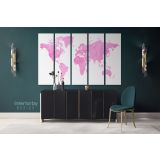 Modern Pinkish Water Color World Map Canvas Wall Art - Image 5