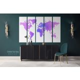 Modern Bright Purple Water Colorfull World Map Canvas Wall Art - Image 5