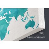 Modern Bright Teal Blue Water Colorfull World Map Canvas Wall Art - Image 6