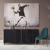 Banksy Flower Thrower Graffiti Street Arts Urban Modern Art Canvas Wall Art