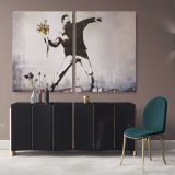Banksy Flower Thrower Graffiti Street Arts Urban Modern Art Canvas Wall Art - Image 2