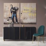 Happy New Year Modern Art Banksy Graffiti Street Arts Urban Canvas Wall Art - Image 2