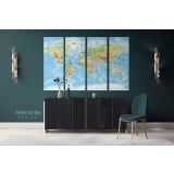 Highly Detailed Political World Map Canvas Giant Blue Ocean Map Wall Canvas Wall Art - Image 4