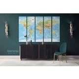 Highly Detailed Political World Map Canvas Giant Blue Ocean Map Wall Canvas Wall Art - Image 5