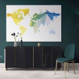 Abstract Large World Map wall art Bright Different Colors Wall Art Modern wall art Canvas Wall Art