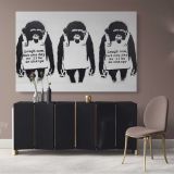 Banksy Monkey Laugh Now Street Arts Print in Canvas with Frame