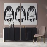 Banksy Monkey Laugh Now Street Arts Print in Canvas with Frame - Image 2
