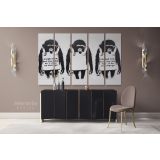 Banksy Monkey Laugh Now Street Arts Print in Canvas with Frame - Image 5