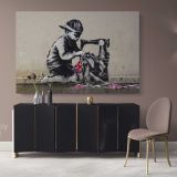 Banksy Style Canvas Graffiti Street Wall Arts Print in Canvas with Frame