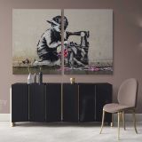 Banksy Style Canvas Graffiti Street Wall Arts Print in Canvas with Frame - Image 2