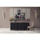 Banksy Style Canvas Graffiti Street Wall Arts Print in Canvas with Frame - Image 5