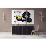 Monkey with Banana Banksy Graffiti Street Wall Arts Print in Framed Canvas - Image 3