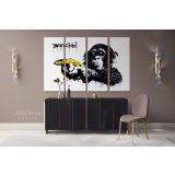 Monkey with Banana Banksy Graffiti Street Wall Arts Print in Framed Canvas - Image 4