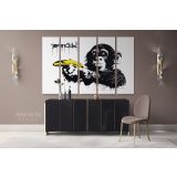 Monkey with Banana Banksy Graffiti Street Wall Arts Print in Framed Canvas - Image 5