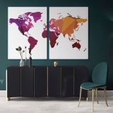 Modern Abstract World Map wall art Bright Different Colors Wall Art Modern wall art Canvas Wall Art - Image 2