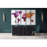 Modern Abstract World Map wall art Bright Different Colors Wall Art Modern wall art Canvas Wall Art - Image 5