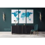 Modern Blue Water Color Large World Map Canvas Nursery Kids Playroom Wall Map Art Canvas Wall Art - Image 3