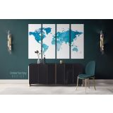 Modern Blue Water Color Large World Map Canvas Nursery Kids Playroom Wall Map Art Canvas Wall Art - Image 4