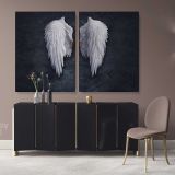 Banksy Style White Angel Wings Banksy Reproduction Wall Canvas Wall Art - Image 2