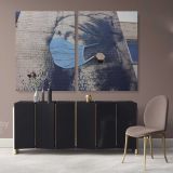 Banksy Style Graffiti The Girl with The Pierced Eardrum Canvas Wall Art - Image 2