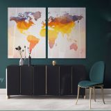 Modern Wall Map Large World Map Canvas Nursery Wall Art Office Wall For Canvas Wall Art - Image 2