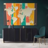 Modern Wall Map Large Colorful Canvas Nursery Wall Art Office Wall For Canvas Wall Art