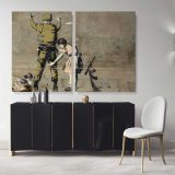 Banksy Girl and a Soldier Graffiti Cool Wall Decor Banksy Style Canvas Wall Art - Image 2