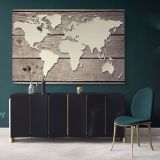Vintage Wall Map Large Wood Background Nursery Wall Art Office Wall For Canvas Wall Art