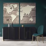 Vintage Wall Map Large Wood Background Nursery Wall Art Office Wall For Canvas Wall Art - Image 2