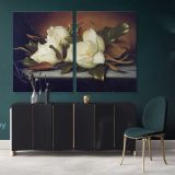 Giant White Magnolia Flower Canvas Wall Art - Image 2