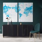 Official Political World Map Canvas Highly Detailed World Atlas Time Zone Map wall Canvas Wall Art - Image 2