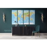 Official Giant World Map Atlas Geography Political Canvas Wall Art - Image 4