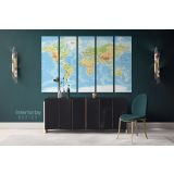 Official Giant World Map Atlas Geography Political Canvas Wall Art - Image 5